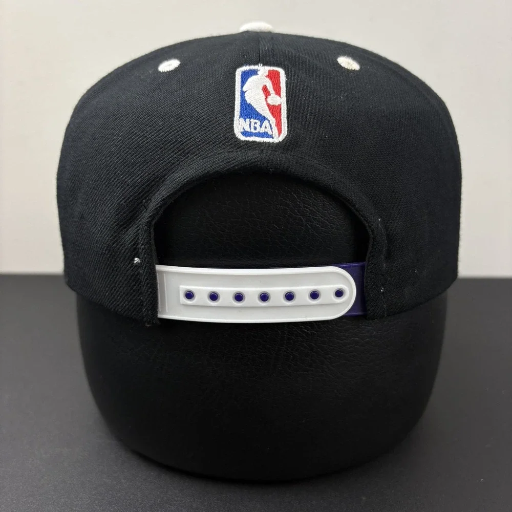 Sacramento Kings Adidas Snapback Hat Black Purple Silver Shadow Script NBA Cap